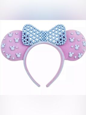 Disney Parks Minnie Mouse Ears Pastel Purple Beaded Bow Headband